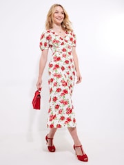 Joe Browns Red Vintage Rose Midi Dress - Image 2 of 7