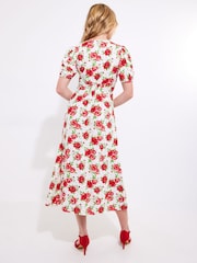 Joe Browns Red Vintage Rose Midi Dress - Image 4 of 7