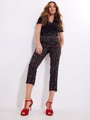 Joe Browns Black Cherry Print Capri Trousers - Image 2 of 6