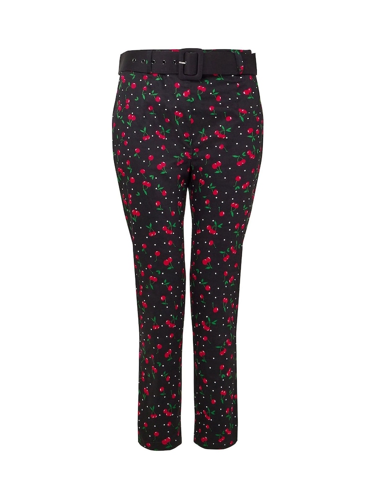 Joe Browns Black Cherry Print Capri Trousers - Image 6 of 6