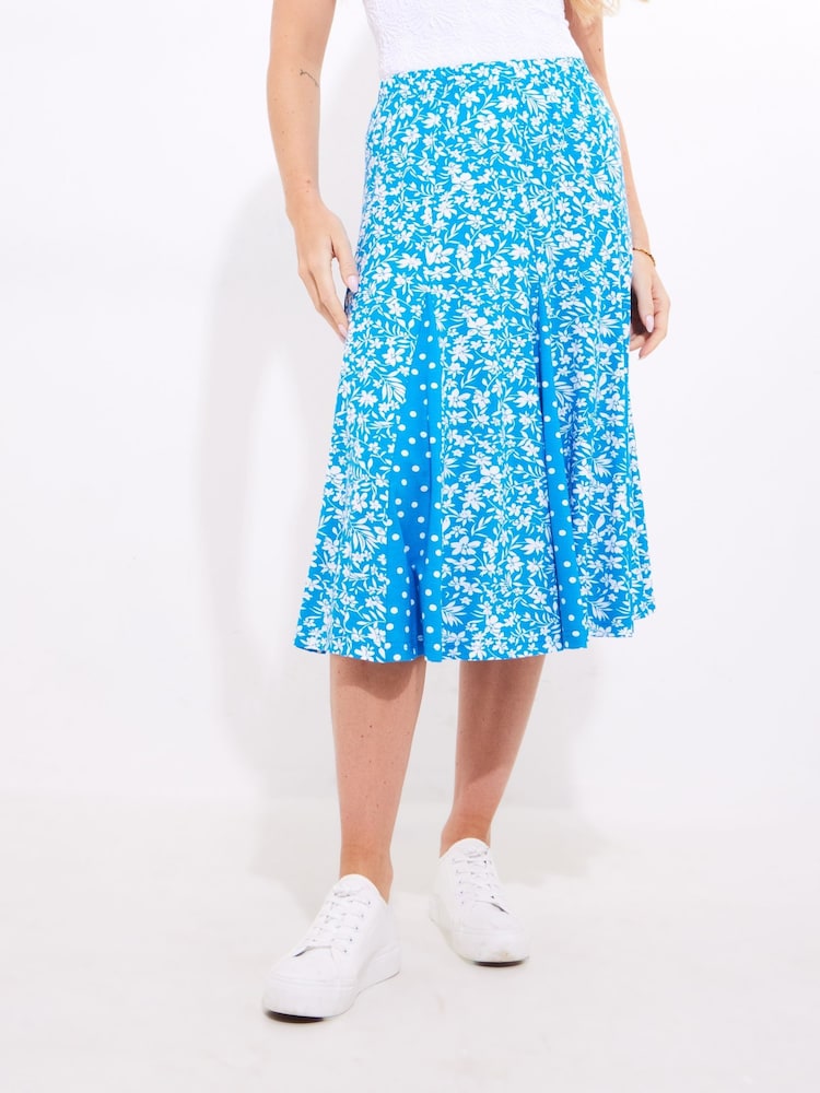 Joe Browns Blue Floral Godet Panel Skater Skirt - Image 2 of 5