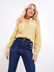 Joe Browns Yellow Vintage Broderie Detail Blouse - Image 3 of 7