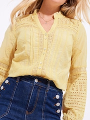 Joe Browns Yellow Vintage Broderie Detail Blouse - Image 6 of 7