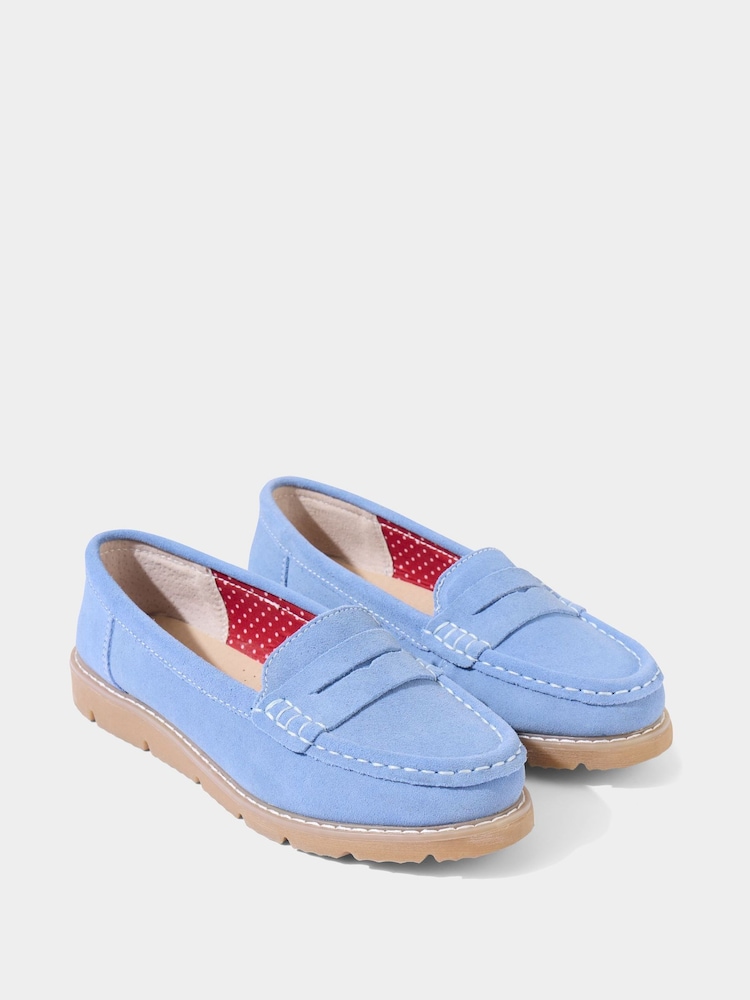 Joe Browns Blue Cleated Sole Suede Leather Loafers - Image 4 of 6