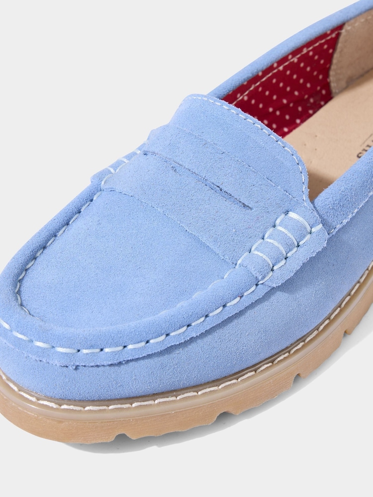 Joe Browns Blue Cleated Sole Suede Leather Loafers - Image 5 of 6