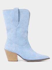 Joe Browns Blue Western Stitch Detail Suede Boots - Image 3 of 6