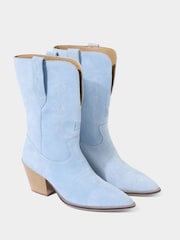 Joe Browns Blue Western Stitch Detail Suede Boots - Image 5 of 6