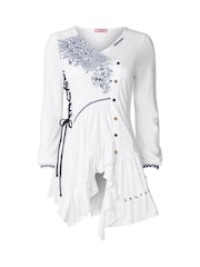 Blanco - Joe Browns Frilly Embroidered V-Neck Tunic - Imagen 5 de 5