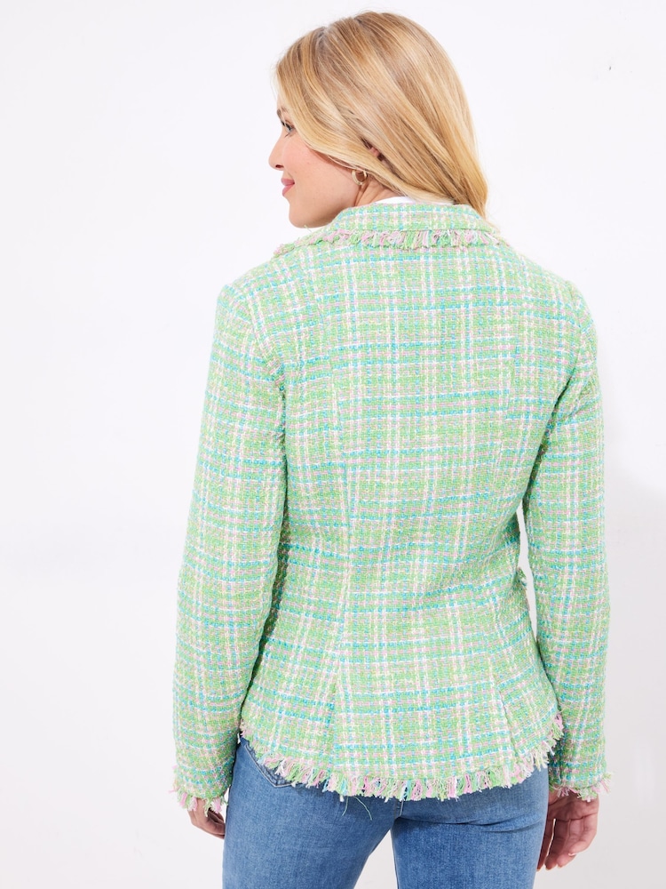 Joe Browns Green Frayed Detail Tweed Jacket - Image 4 of 7