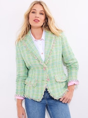 Joe Browns Green Frayed Detail Tweed Jacket - Image 5 of 7