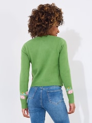 Joe Browns Green Floral Print Patchwork Cardigan - Image 4 of 5