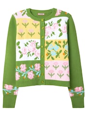 Joe Browns Green Floral Print Patchwork Cardigan - Image 5 of 5