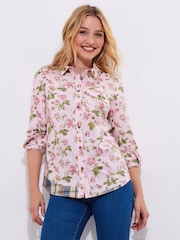 Joe Browns Pink Vintage Rose Print 100% Cotton Shirt - Image 4 of 7