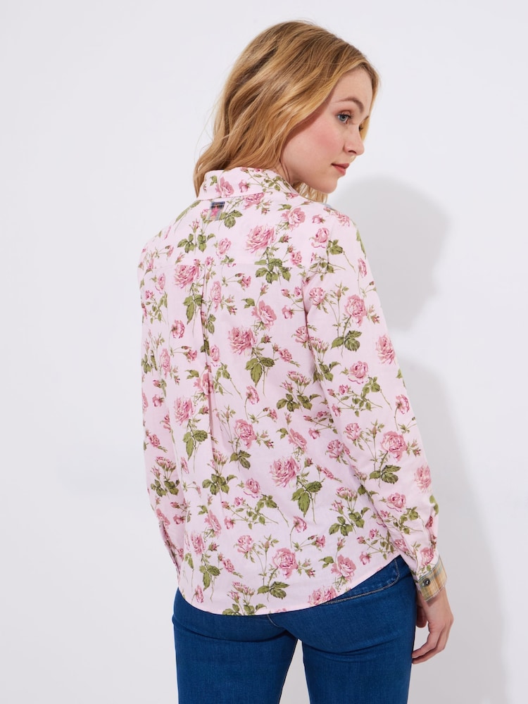 Joe Browns Pink Vintage Rose Print 100% Cotton Shirt - Image 5 of 7