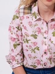 Joe Browns Pink Vintage Rose Print 100% Cotton Shirt - Image 6 of 7