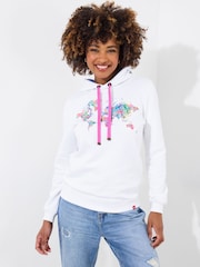 Joe Browns White World Map Graphic 100% Cotton Hoodie - Image 1 of 5
