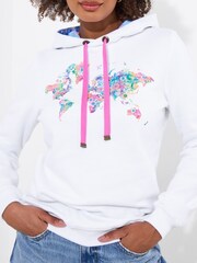 Joe Browns White World Map Graphic 100% Cotton Hoodie - Image 4 of 5