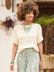 Joe Browns Cream Striped Boat Neck Jumper - Image 1 of 7