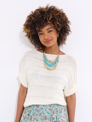 Joe Browns Cream Striped Boat Neck Jumper - Image 3 of 7