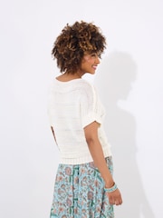 Joe Browns Cream Striped Boat Neck Jumper - Image 5 of 7