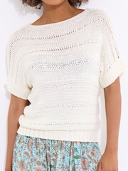 Joe Browns Cream Striped Boat Neck Jumper - Image 6 of 7