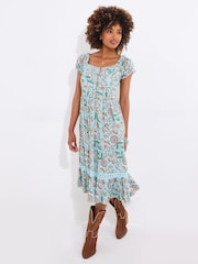 Joe Browns Blue Floral Knee Length Dress - Image 3 of 6