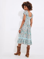 Joe Browns Blue Floral Knee Length Dress - Image 6 of 6