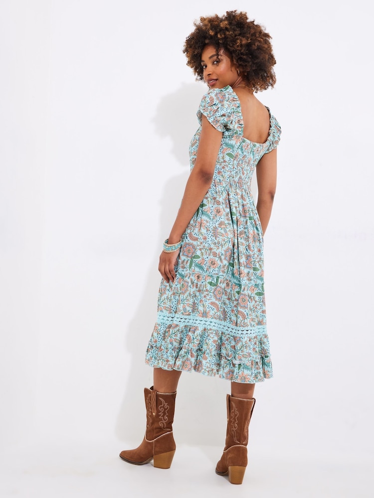 Joe Browns Blue Floral Knee Length Dress - Image 6 of 6