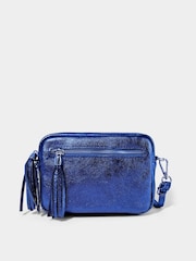 Joe Browns Blue Mini Leather Cross-Body Bag - Image 1 of 3