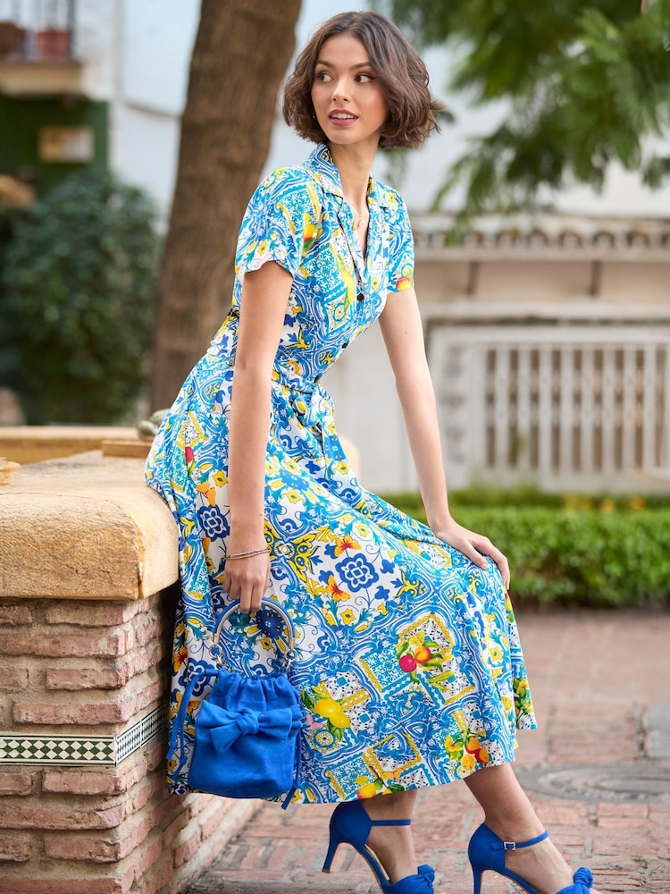 Joe Browns Blue Vintage Tie-Waist Shirt Dress - Image 2 of 7