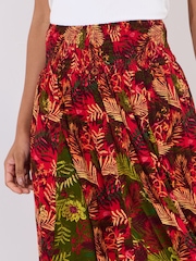 Joe Browns Red Palm Print Godet Skater Skirt - Image 4 of 5