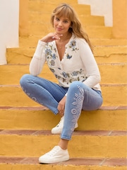 Joe Browns Blue Floral Print Skinny Jeans - Image 1 of 6