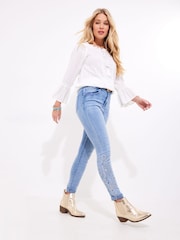 Joe Browns Blue Floral Print Skinny Jeans - Image 2 of 6
