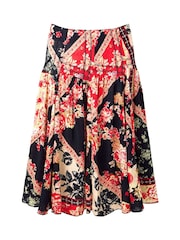 Joe Browns Black Floral Print Patchwork Knee Length Skirt - Image 7 of 7