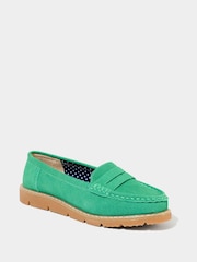 Joe Browns Green Cleated Sole Suede Leather Loafers - Image 2 of 6