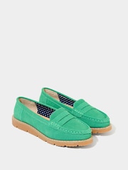 Joe Browns Green Cleated Sole Suede Leather Loafers - Image 4 of 6