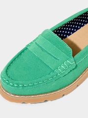 Joe Browns Green Cleated Sole Suede Leather Loafers - Image 5 of 6