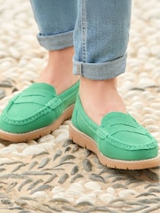 Joe Browns Green Cleated Sole Suede Leather Loafers - Image 6 of 6