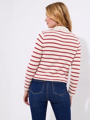 Joe Browns Cream Striped Collared 100% Cotton Cardigan - Image 2 of 5