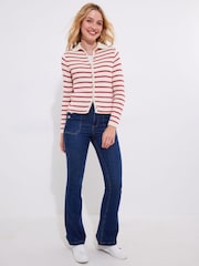 Joe Browns Cream Striped Collared 100% Cotton Cardigan - Image 3 of 5
