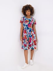 Joe Browns Blue Floral Print Lace Knee Length Dress - Image 1 of 5