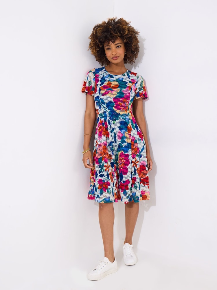 Joe Browns Blue Floral Print Lace Knee Length Dress - Image 1 of 5