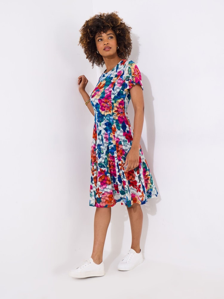 Joe Browns Blue Floral Print Lace Knee Length Dress - Image 2 of 5