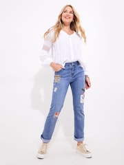 Joe Browns White Cut Out Linen Blouse - Image 3 of 7