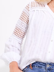 Joe Browns White Cut Out Linen Blouse - Image 5 of 7