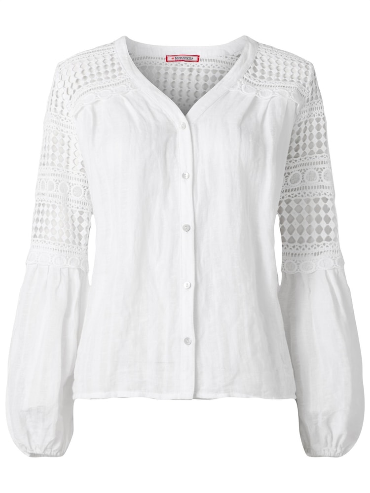Joe Browns White Cut Out Linen Blouse - Image 7 of 7