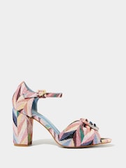 Joe Browns Pink Jacquard Chunky Block Heels - Image 1 of 4