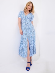 Joe Browns Blue Floral Print Lace Sleeve Maxi Dress - Image 2 of 5