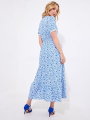 Joe Browns Blue Floral Print Lace Sleeve Maxi Dress - Image 4 of 5