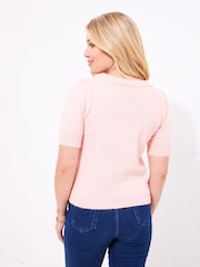 Joe Browns Pink Vintage Crew Neck Cardigan - Image 5 of 7